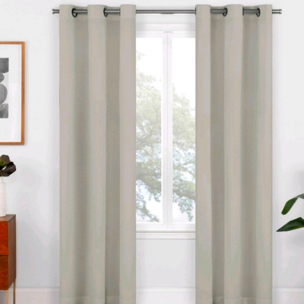 Eclipse Blackout Shadow Window Gray Curtain Panels Size 37"in (W) X 84"in (L)